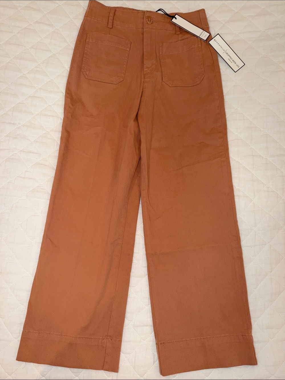 Wide-Leg High-Rise Pants in Rust